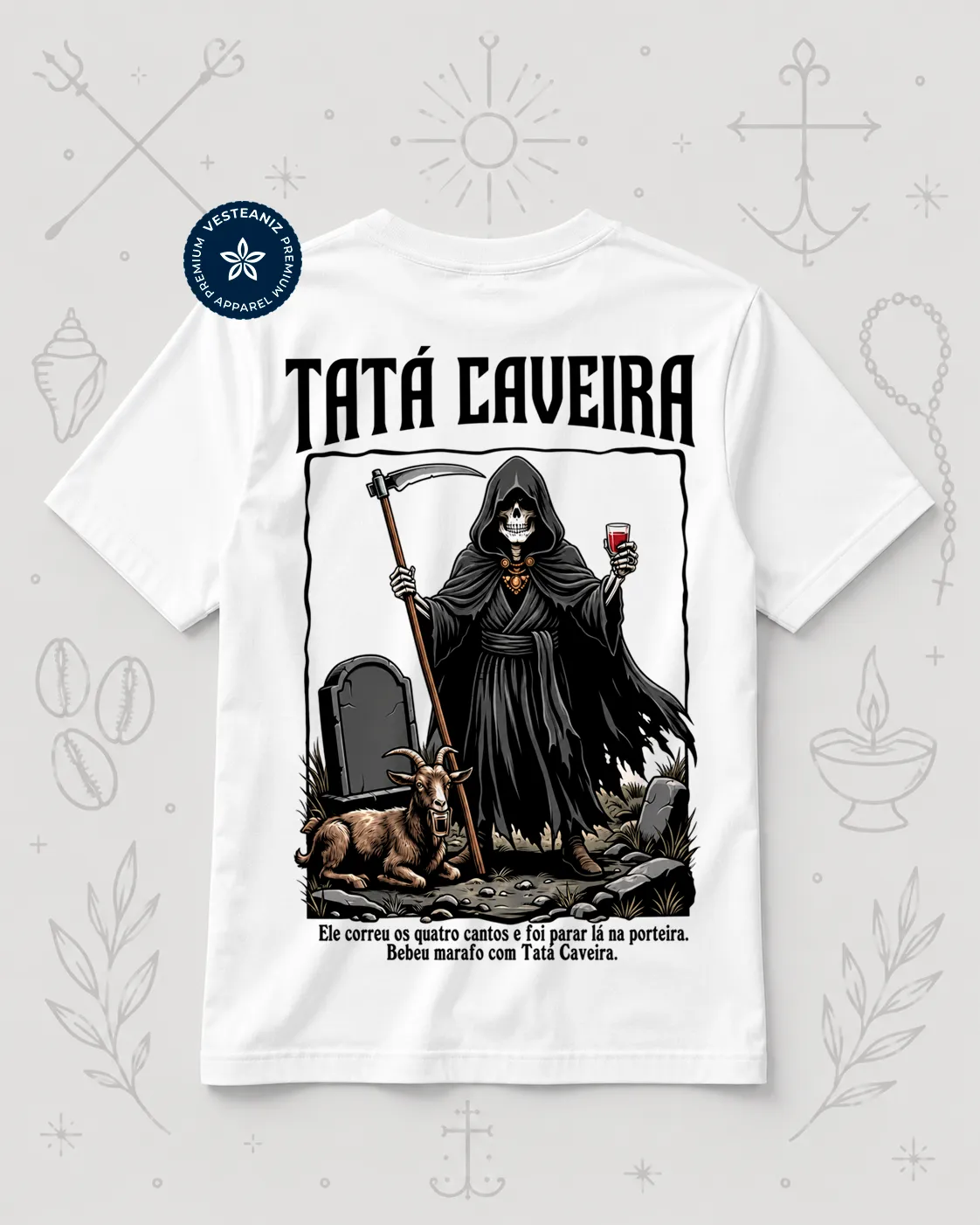 Camiseta Exu Tatá Caveira – Soltaram um bode preto  | VesteAniz
